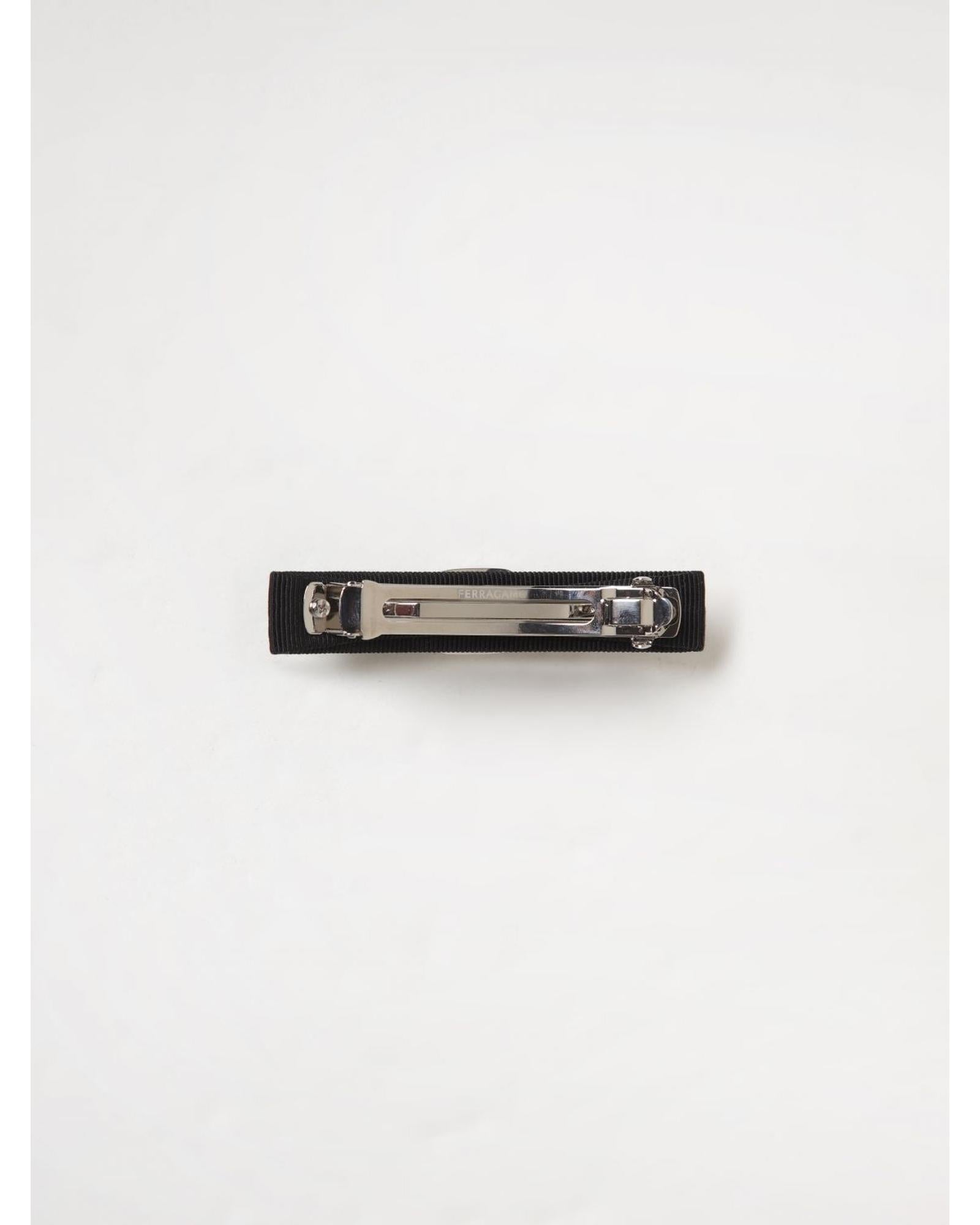 Ferragamo Rhinestone Fabric Barrette Women Black Hair