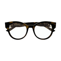 Balenciaga Eyeglasses Oval Full Rim, Dark Havana Frame and Clear Demo Lenses Lens BB0173O002