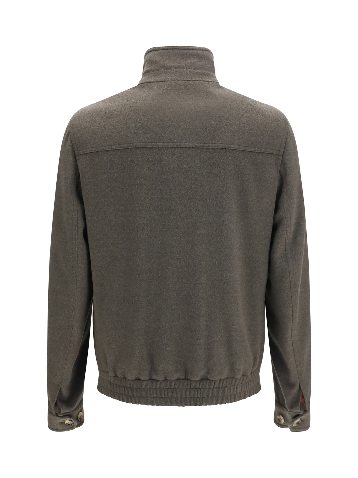 Brunello Cucinelli Men Wool Zip Jacket With High Collar