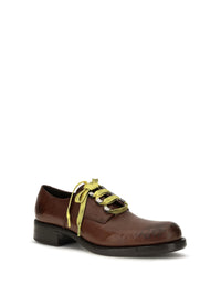 Prada Women Antique Leather Lace-Up Loafers