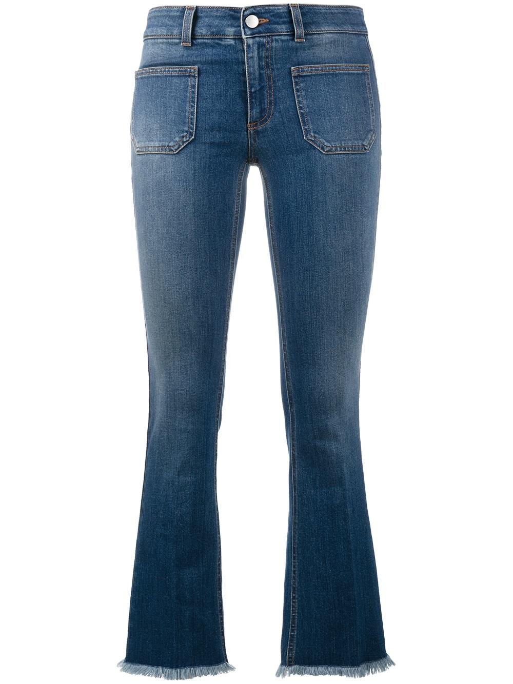 Stella McCartney Kick Flare Frayed Pocket Jeans Dark (28) 28 Blue