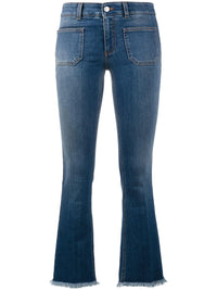 Stella McCartney Kick Flare Frayed Pocket Jeans Dark (28) 28 Blue