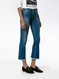 Stella McCartney Kick Flare Frayed Pocket Jeans Dark (28)