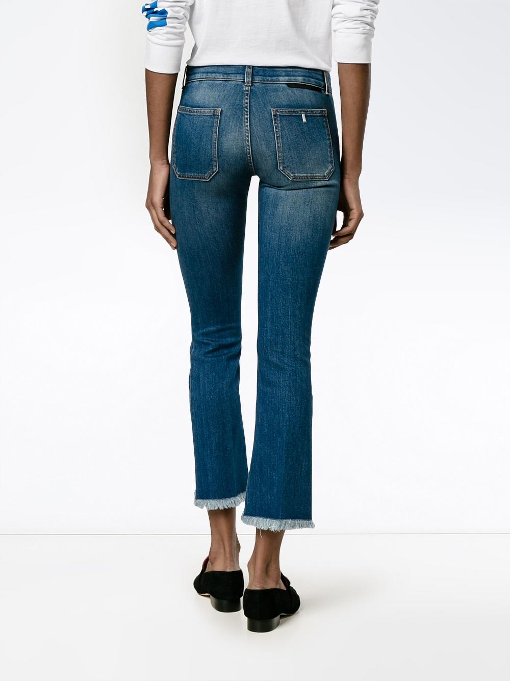 Stella McCartney Kick Flare Frayed Pocket Jeans Dark (28)