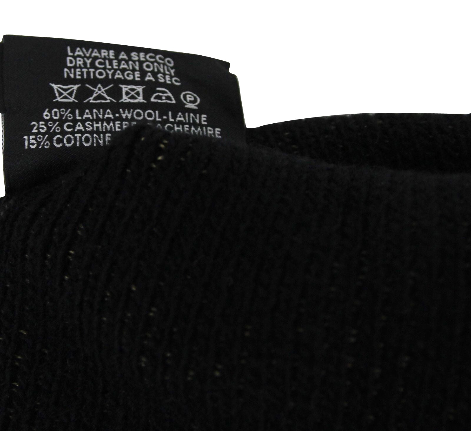 Gucci Unisex Black / Beige Wool Cashmere Cotton Knit Beanie Hat With Logo
