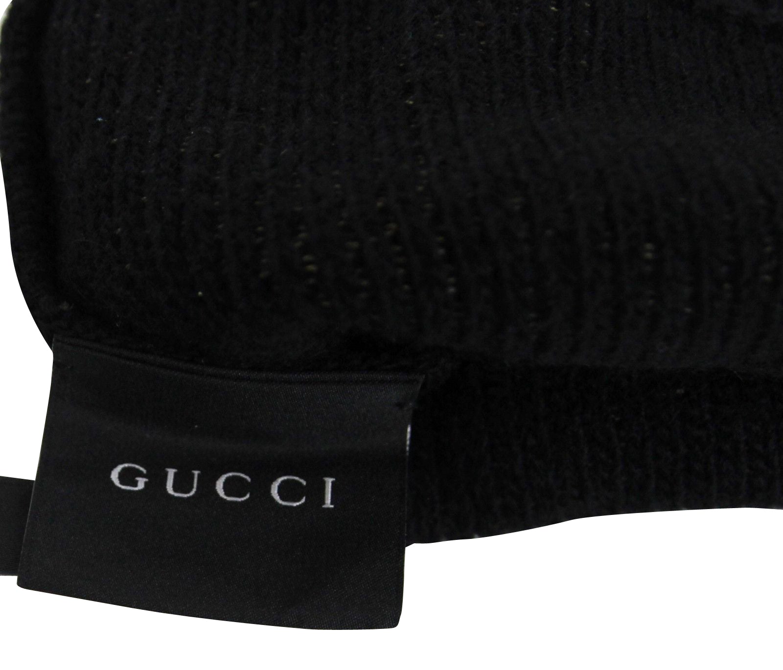 Gucci Unisex Black / Beige Wool Cashmere Cotton Knit Beanie Hat With Logo