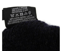 Gucci Gucci Unisex Dark Blue Wool Cashmere cotton Beanie Hat with Logo