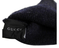 Gucci Gucci Unisex Dark Blue Wool Cashmere cotton Beanie Hat with Logo