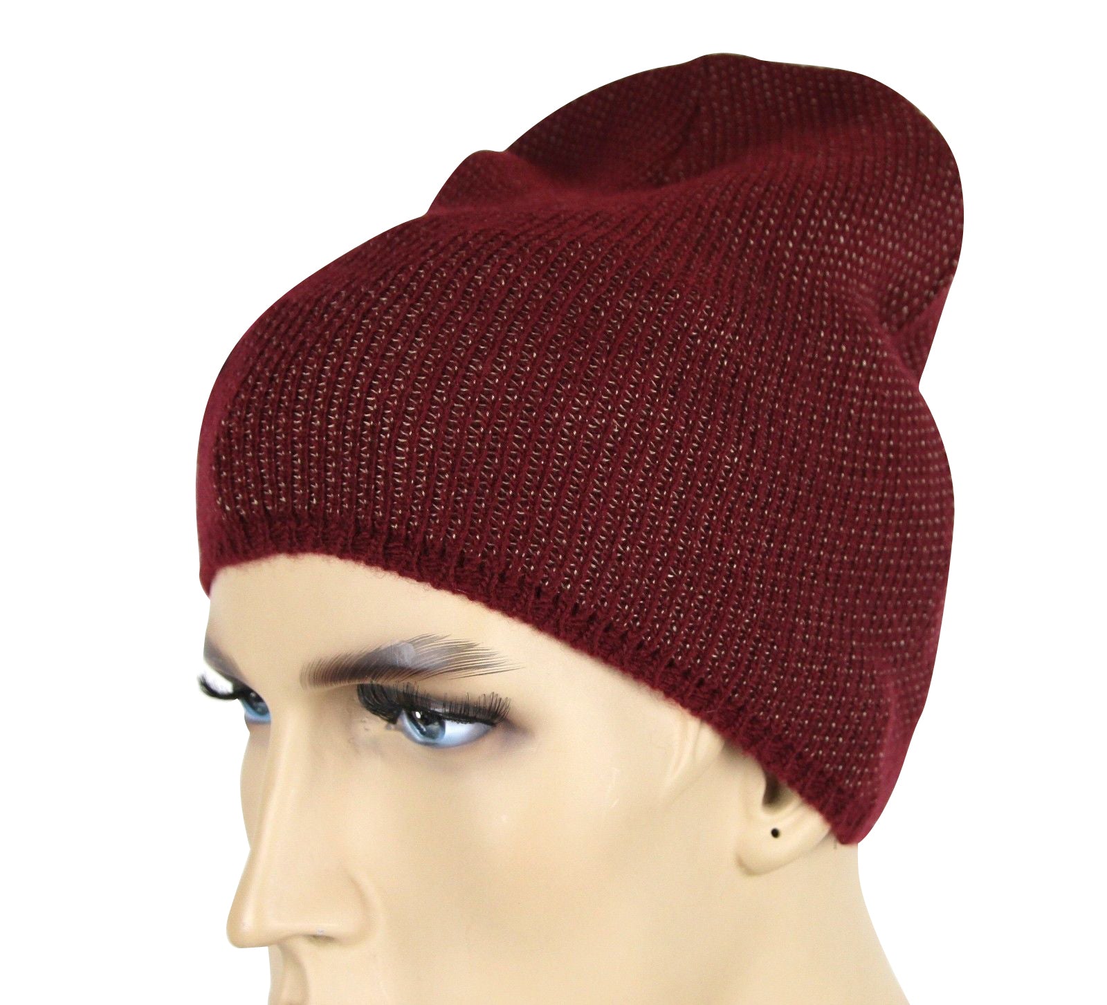 Gucci Unisex Burgundy Wool Cashmere Cotton Knit Beanie Hat With Logo