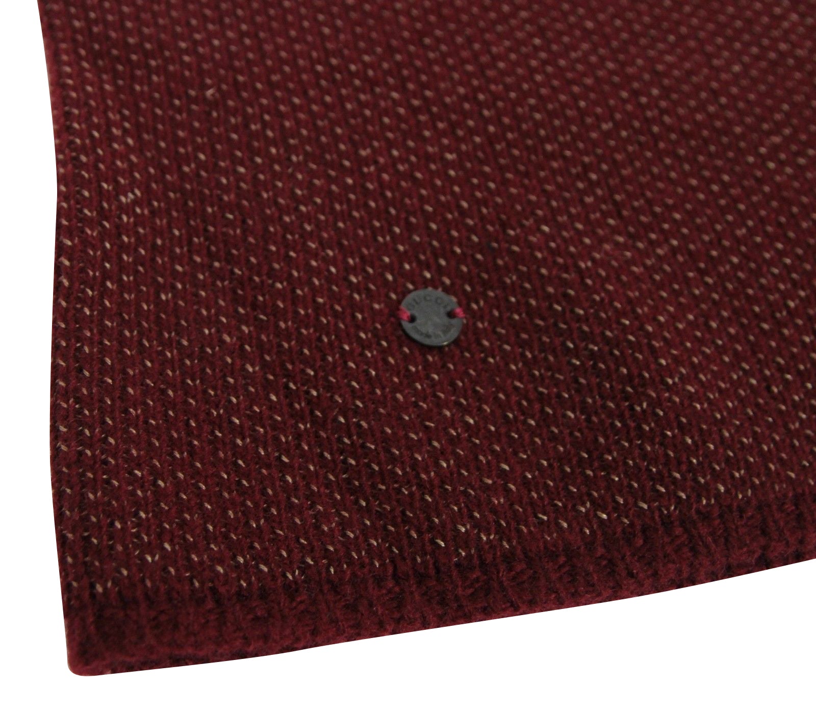 Gucci Unisex Burgundy Wool Cashmere Cotton Knit Beanie Hat With Logo