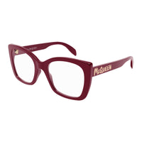 Alexander McQueen Eyeglasses Square Full Rim, Shiny Black Frame and Clear Demo Lens Lens AM0351O002