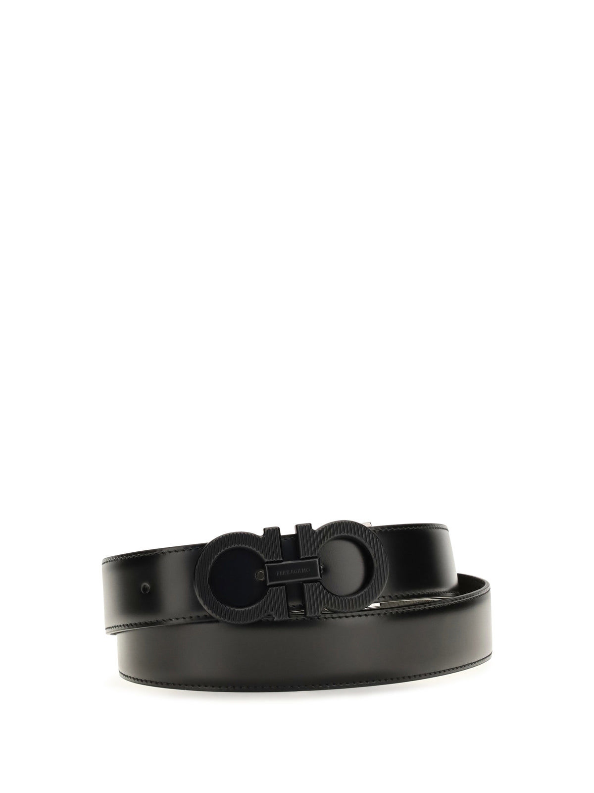 Ferragamo Men Reversible Adjustable Belt With Textured Gancini Buckle