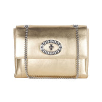Blumarine Gold Leather Shoulder Women Women's Bag