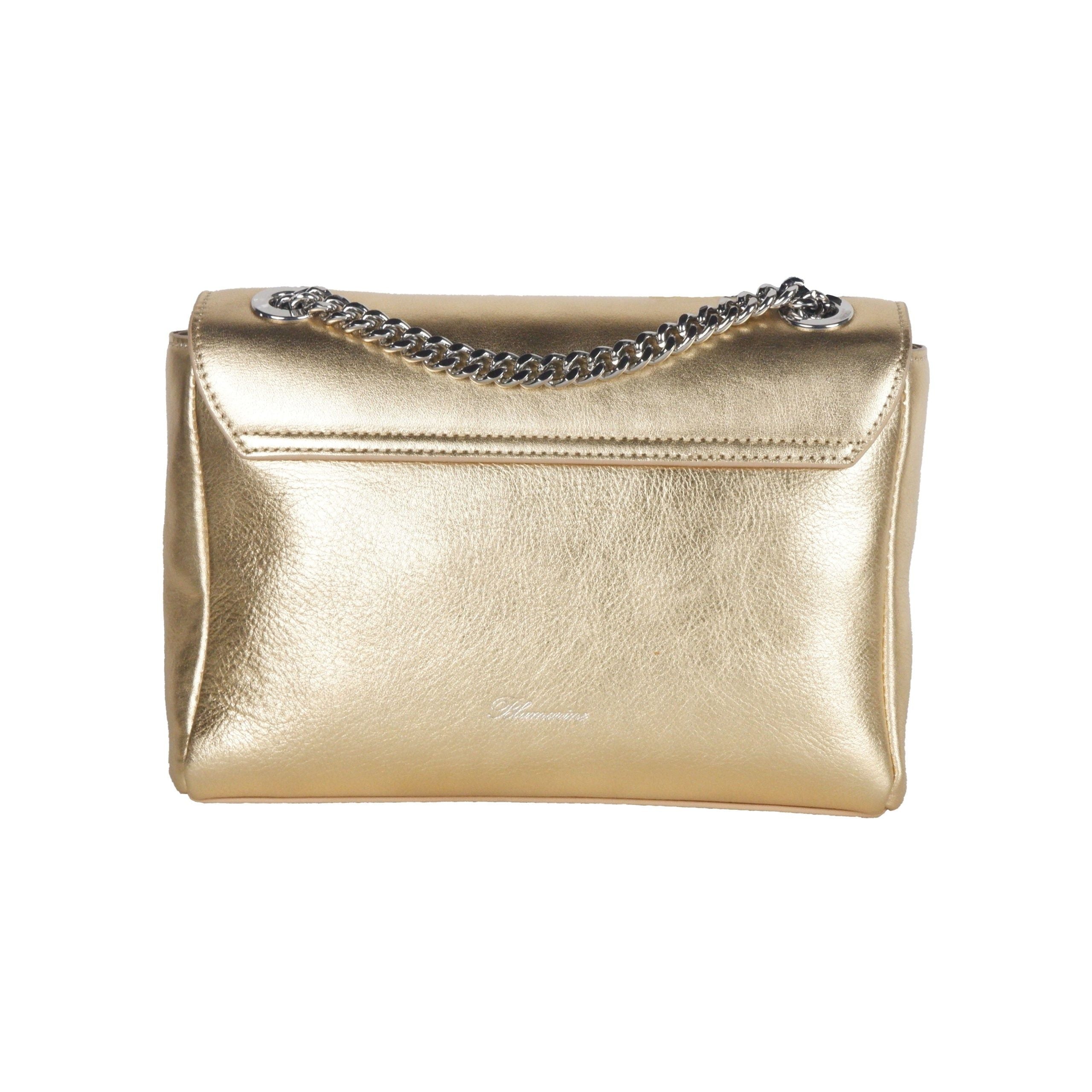 Blumarine Gold Leather Shoulder Women Women's Bag