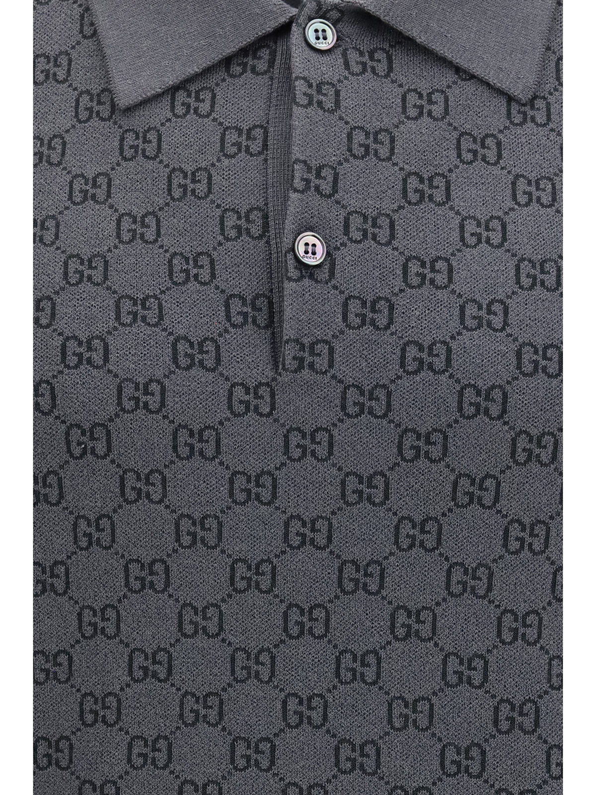 GUCCI Gucci Men Gg Jacquard Wool And Silk Polo Shirt