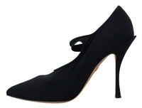 Dolce & Gabbana Black Socks Stretch Crystal Pumps Women's Shoes