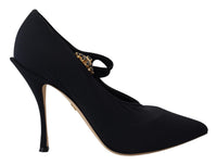 Dolce & Gabbana Black Socks Stretch Crystal Pumps Women's Shoes