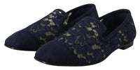 Dolce & Gabbana Dolce & Gabbana Blue Floral Lace Slip Ons Loafers Flats Women's Shoes