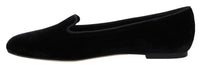 Dolce & Gabbana Dolce & Gabbana Black Velvet Slip Ons Loafers Flats Women's Shoes