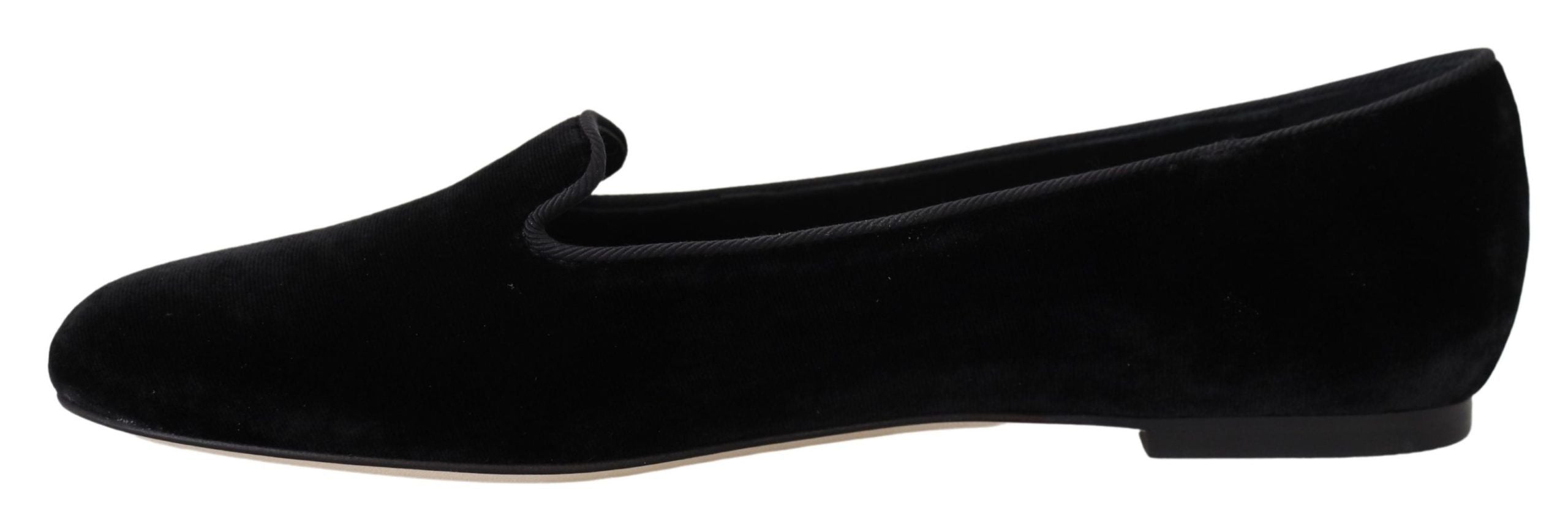 Dolce & Gabbana Dolce & Gabbana Black Velvet Slip Ons Loafers Flats Women's Shoes