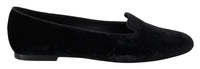 Dolce & Gabbana Dolce & Gabbana Black Velvet Slip Ons Loafers Flats Women's Shoes
