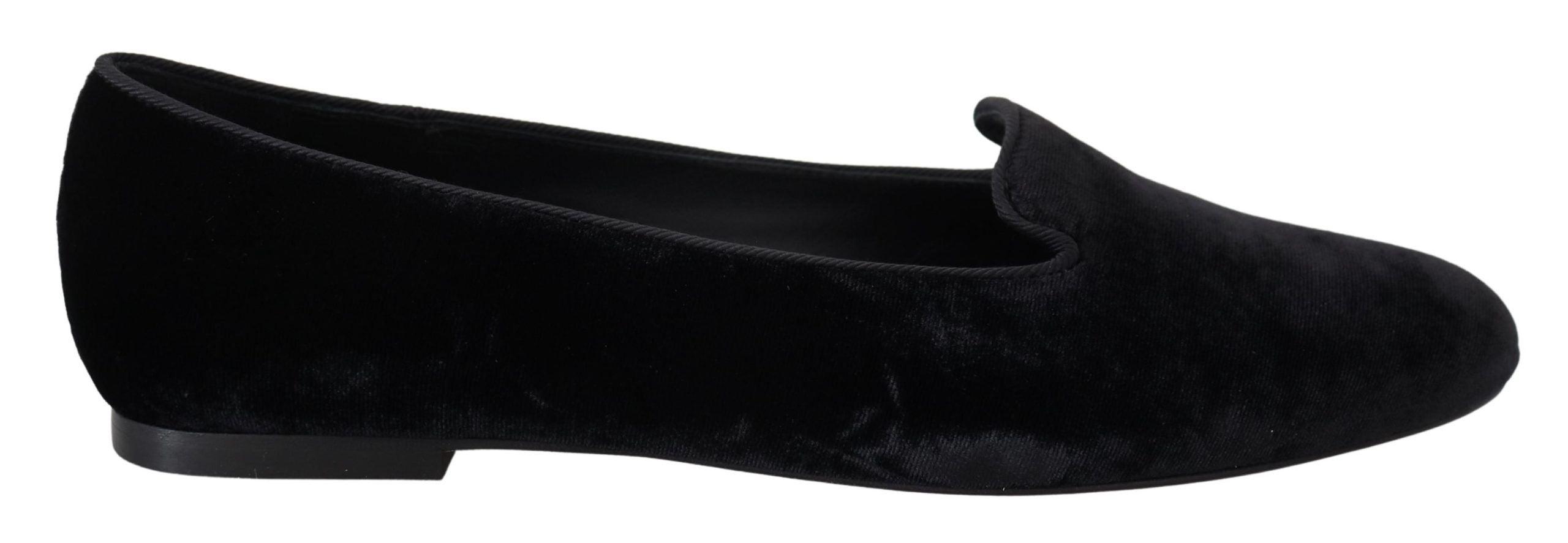 Dolce & Gabbana Dolce & Gabbana Black Velvet Slip Ons Loafers Flats Women's Shoes