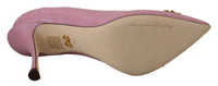 Dolce & Gabbana Pink Leather Heart DEVOTION Heels Pumps Women's Shoes