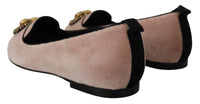 Dolce & Gabbana Dolce & Gabbana Pink Velvet Slip Ons Loafers Flats Women's Shoes