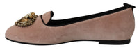 Dolce & Gabbana Dolce & Gabbana Pink Velvet Slip Ons Loafers Flats Women's Shoes
