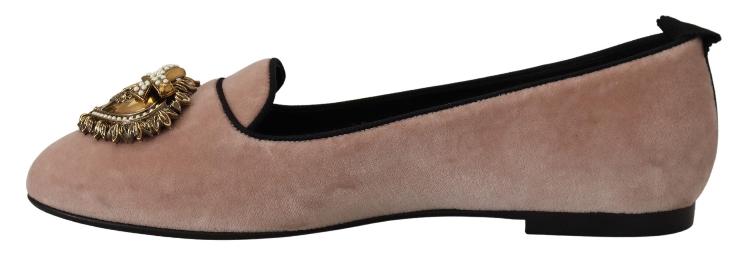 Dolce & Gabbana Dolce & Gabbana Pink Velvet Slip Ons Loafers Flats Women's Shoes