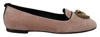 Dolce & Gabbana Dolce & Gabbana Pink Velvet Slip Ons Loafers Flats Women's Shoes