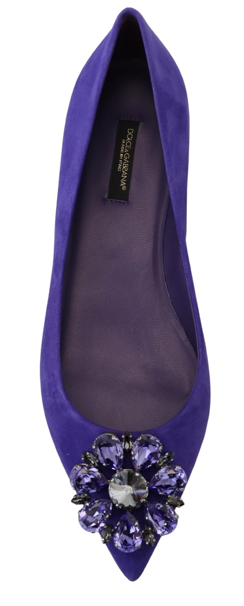 Dolce & Gabbana Dolce & Gabbana Purple Suede Crystals Loafers Flats Women's Shoes