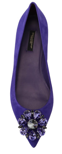 Dolce & Gabbana Dolce & Gabbana Purple Suede Crystals Loafers Flats Women's Shoes