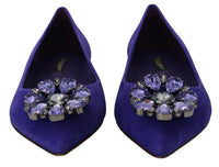 Dolce & Gabbana Dolce & Gabbana Purple Suede Crystals Loafers Flats Women's Shoes
