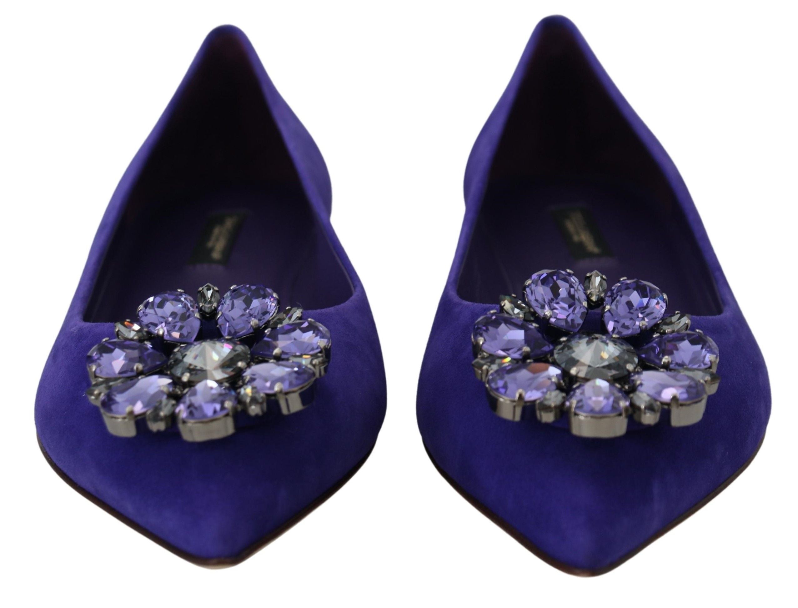 Dolce & Gabbana Dolce & Gabbana Purple Suede Crystals Loafers Flats Women's Shoes