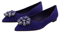 Dolce & Gabbana Dolce & Gabbana Purple Suede Crystals Loafers Flats Women's Shoes