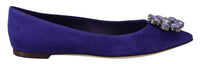 Dolce & Gabbana Dolce & Gabbana Purple Suede Crystals Loafers Flats Women's Shoes