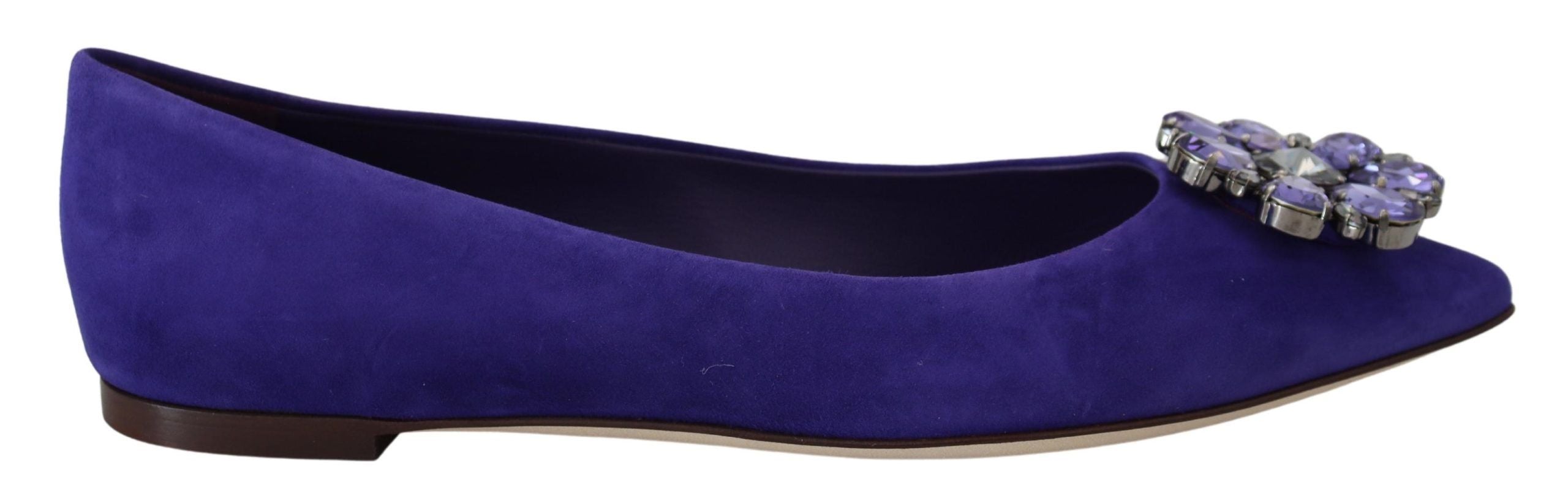 Dolce & Gabbana Dolce & Gabbana Purple Suede Crystals Loafers Flats Women's Shoes