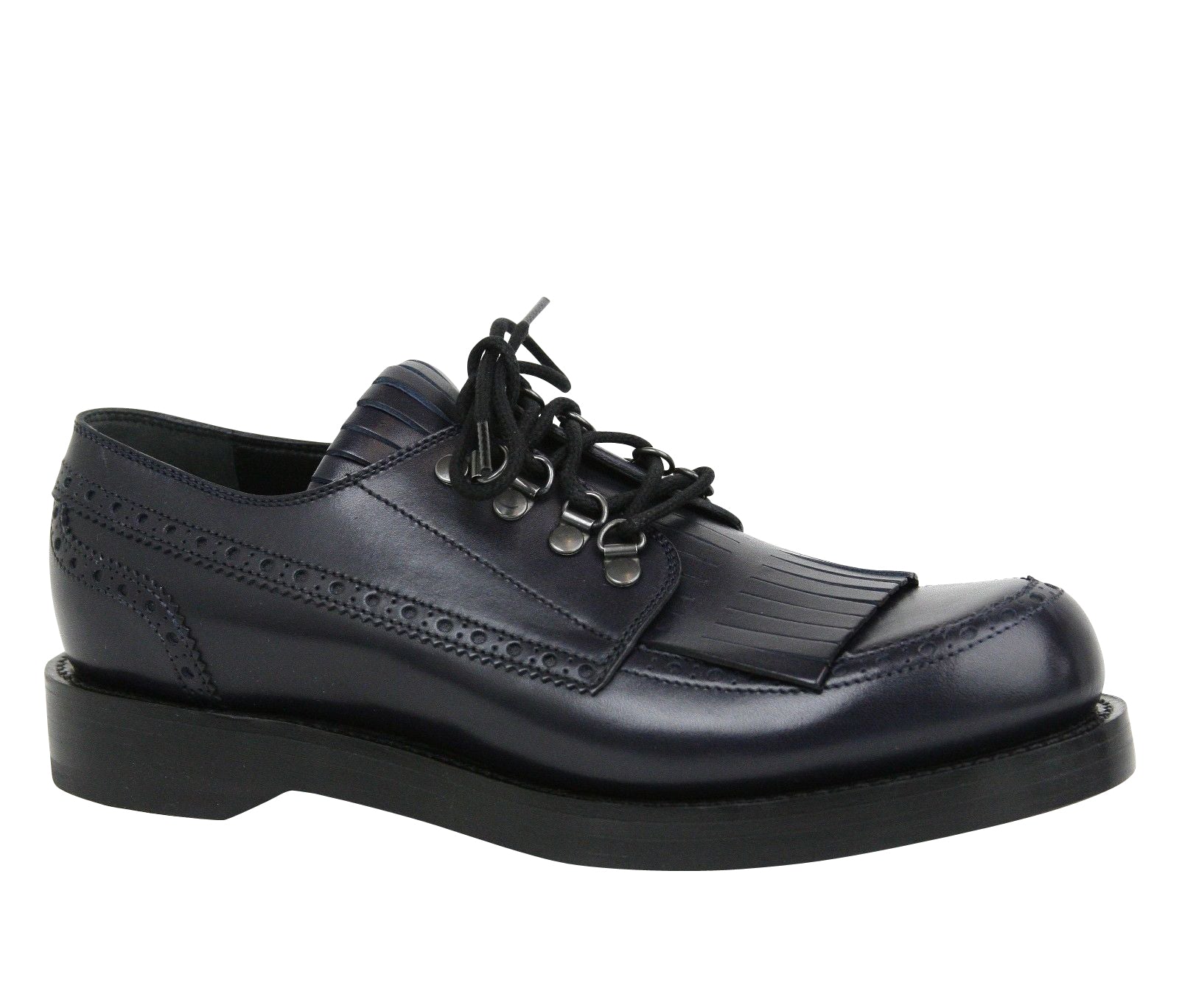 Gucci Gucci Men's Fringed Brogue Lace-Up Dark Blue Leather Shoes