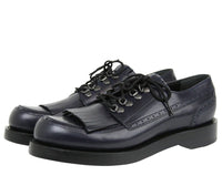 Gucci Gucci Men's Fringed Brogue Lace-Up Dark Blue Leather Shoes
