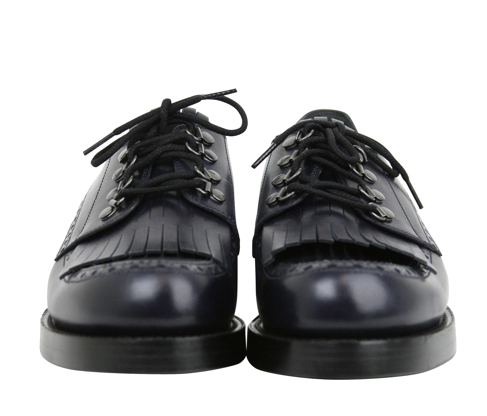 Gucci Gucci Men's Fringed Brogue Lace-Up Dark Blue Leather Shoes