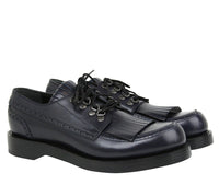 Gucci Gucci Men's Fringed Brogue Lace-Up Dark Blue Leather Shoes