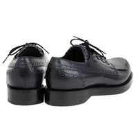 Gucci Gucci Men's Fringed Brogue Lace-Up Dark Blue Leather Shoes