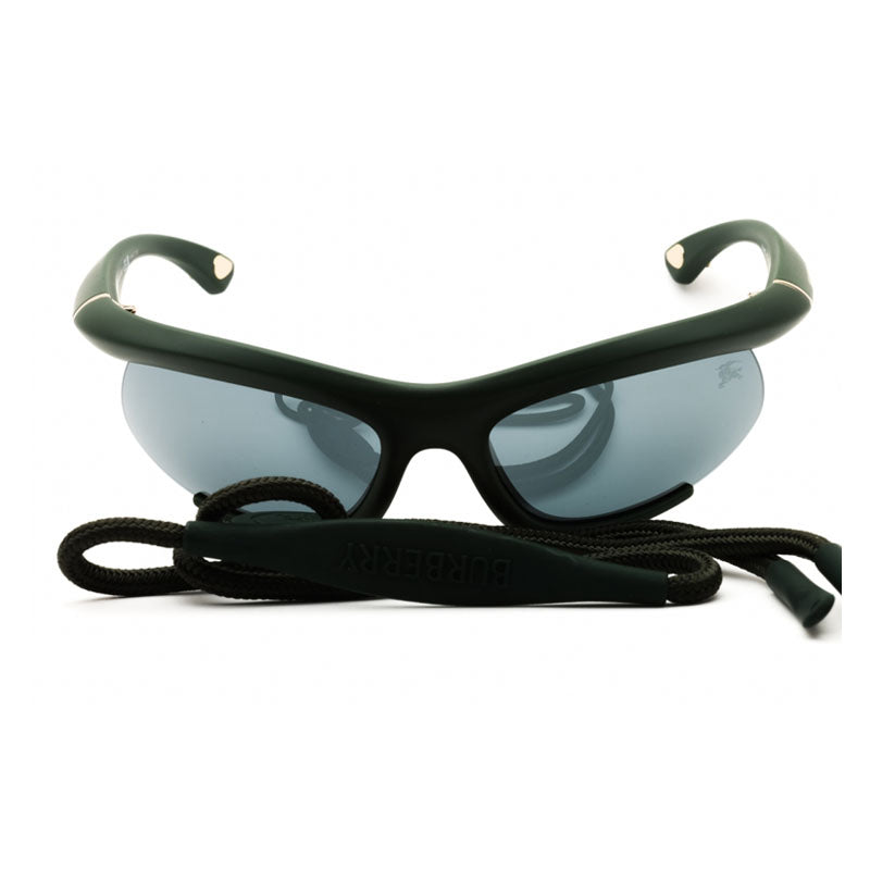 Burberry Sunglasses Shield Semi Rim, Rubber Green Frame and Grey Mirror Black Lens BE446241556G
