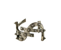 Saint Laurent Women's Silver Aged Brass Metal Monogram Bracelet Silver