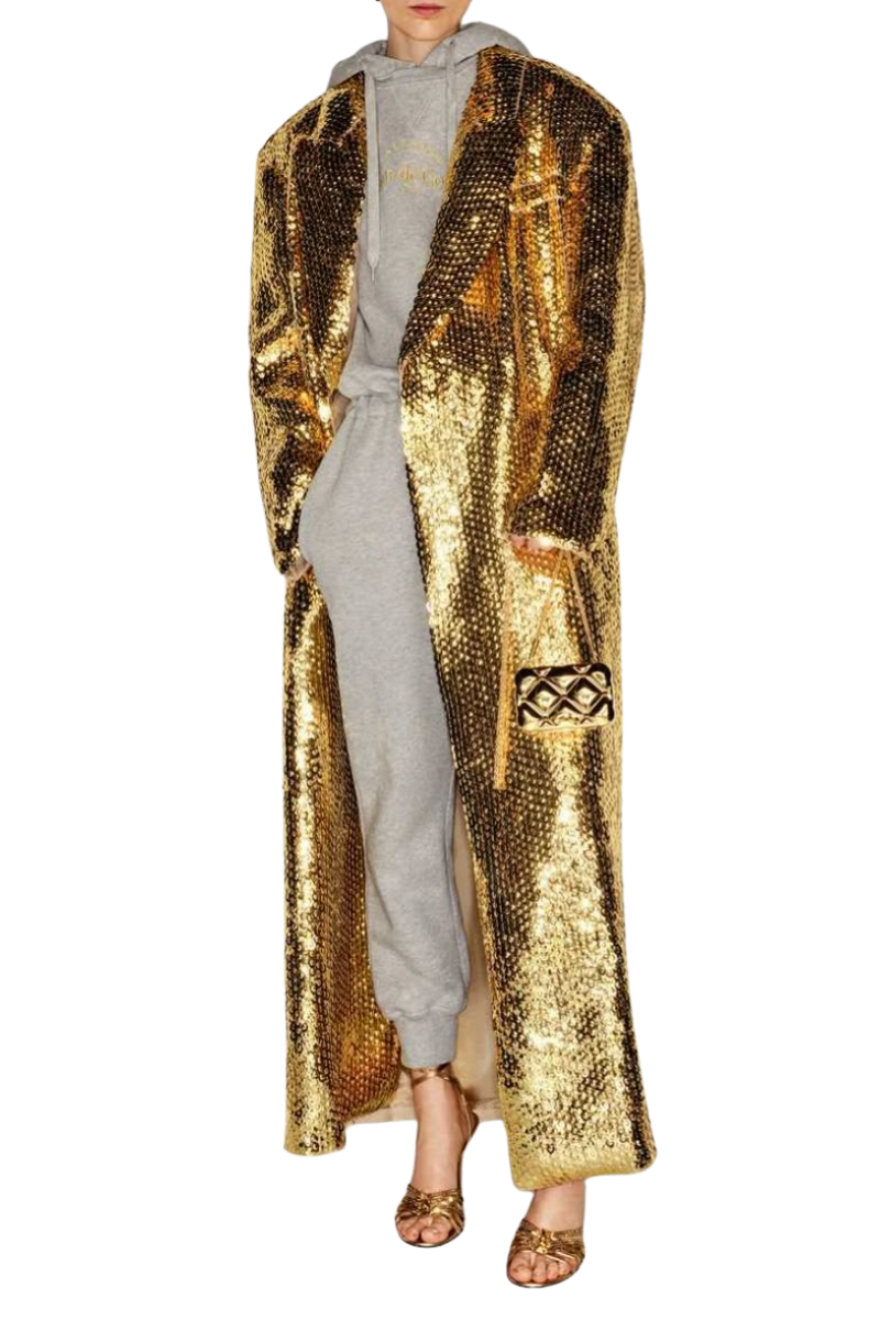 Valentino Garavani Valentino Women's Oversized Sequined Organza Coat Sand 2B0Mr00S7Wm_S69