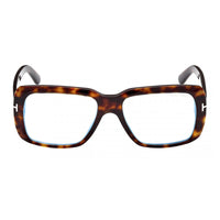 Tom Ford Eyeglasses Square Full Rim, Dark Havana Frame and Clear Demo Lenses Lens FT5822-B052