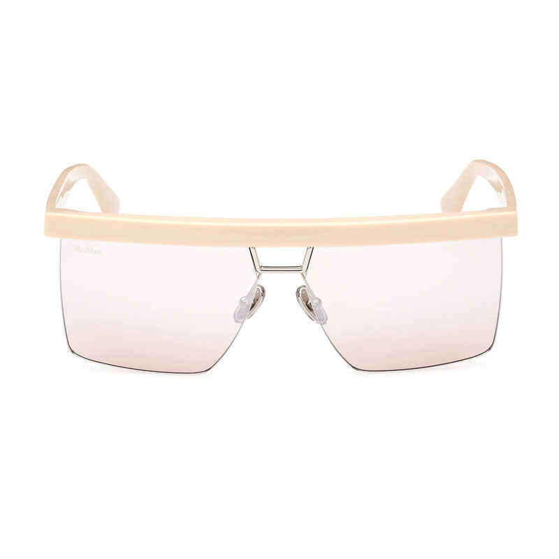 Max Mara Max Mara Sunglasses Rectangle Semi Rim, Shiny Black Frame and Smoke Lens MM007201A