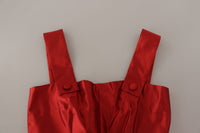 Dolce & Gabbana Red A-line Pleated Satin Silk Women's Dress
