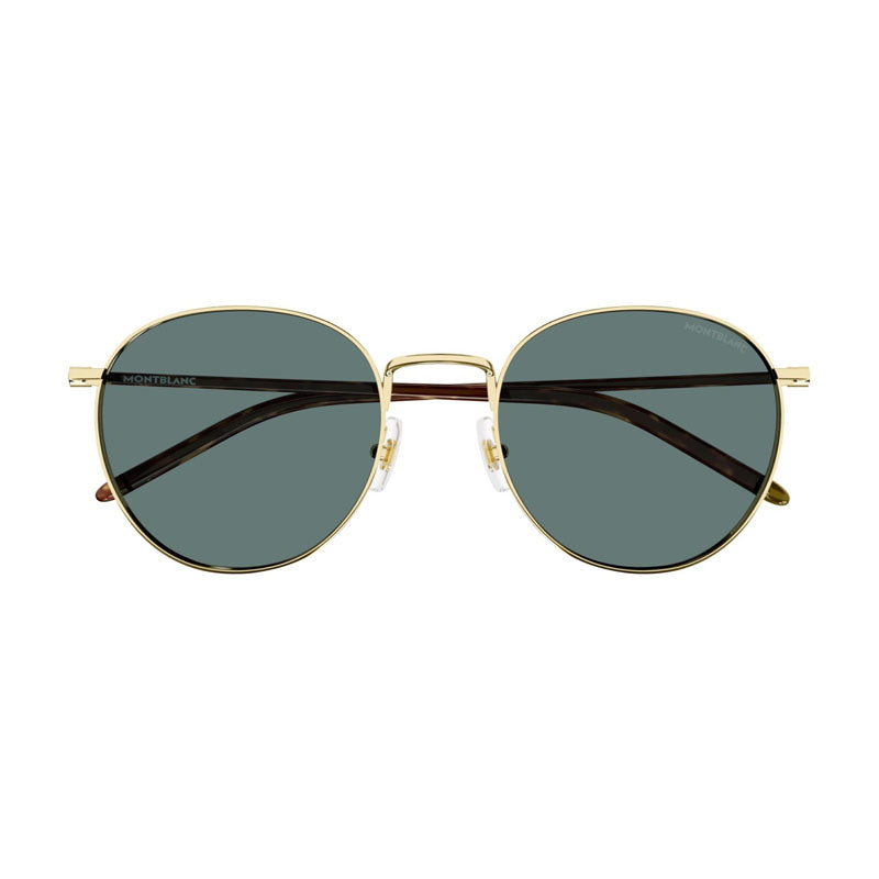 Montblanc Sunglasses Square Full Rim, Gold Frame and Green Lens MB0343SA002